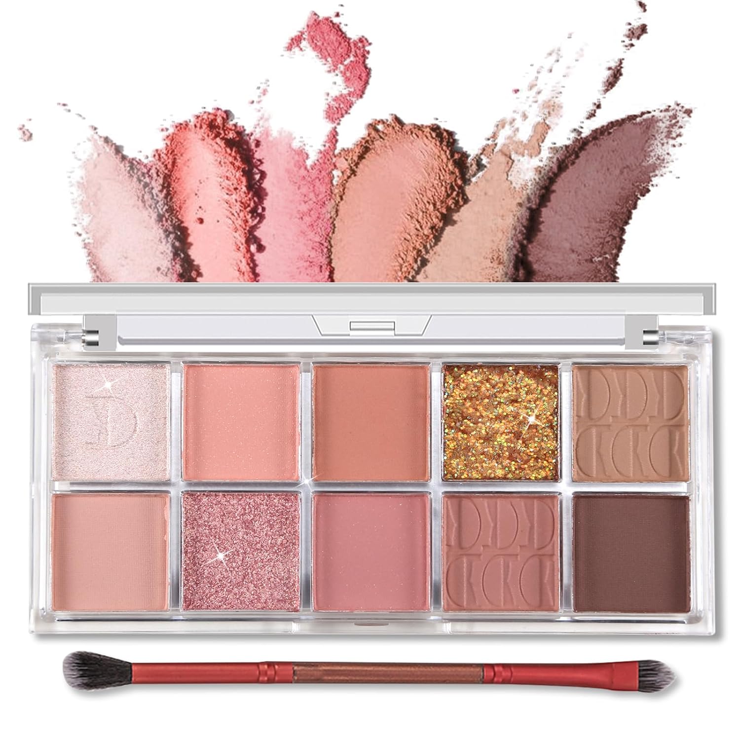 Erinde 10 colores paleta de sombra de ojos desnuda, paleta de maquillaje de sombra de ojos mate marrón taupe, paleta de ojos ahumados gris neutro, ultra-mezclable, sombra de ojos natural de larga