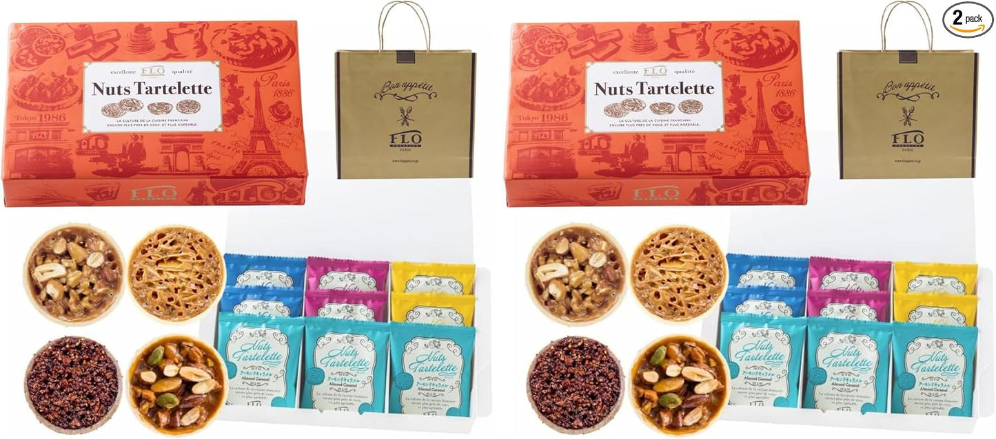 FLO PRESTIGE 6 Types of Tartlets Gift Medium Box of 15 with Carry Bag