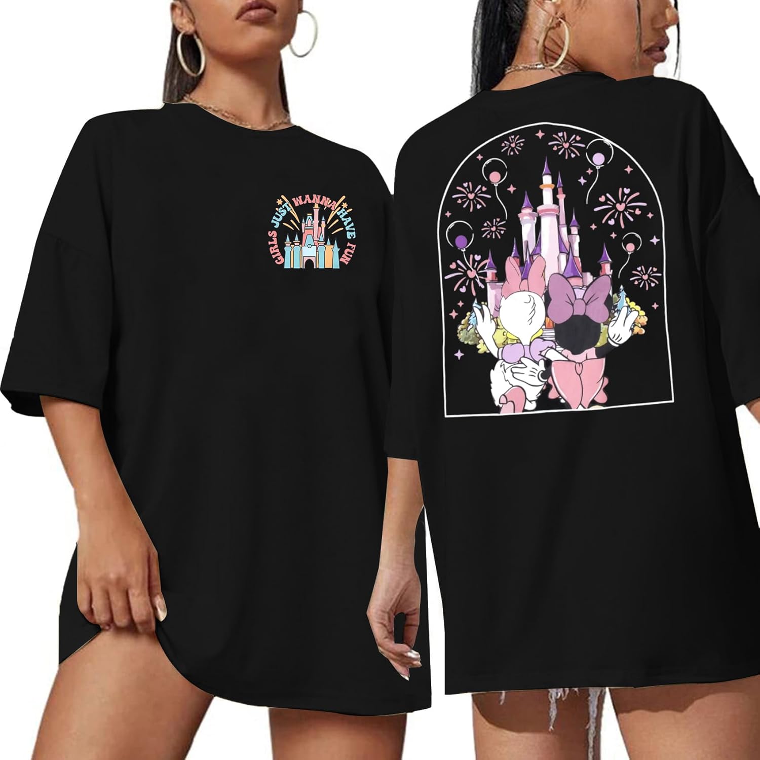 Camisa del Reino Mágico para Mujer Niñas Solo Quieren Diviertirse Camiseta de Viaje de Niñas Linda Camiseta Mágica Tops de Vacaciones de Verano