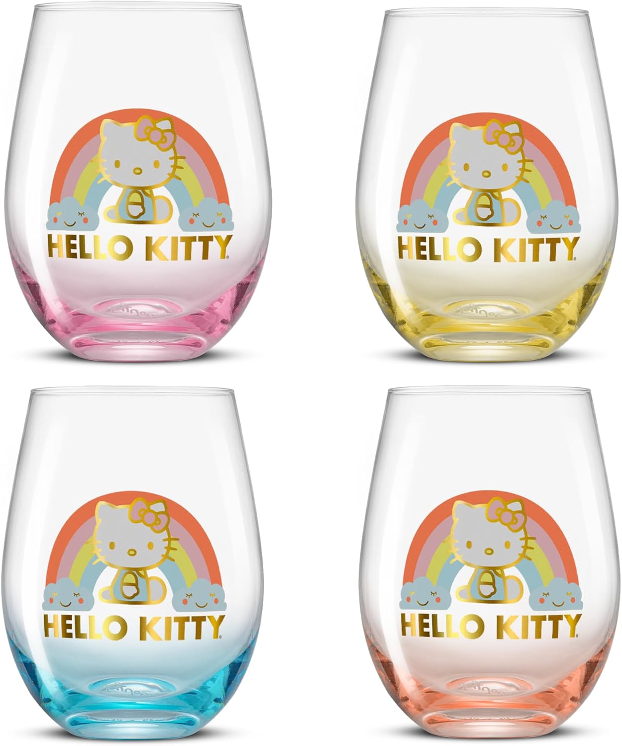 JoyJolt Disney Mickey Mouse Squad Collection Vasos Tumblers. Juego de 4 Copas de Vino sin Tallo de 15 onzas, Vasos sin Tallo para Beber. Artículos de regalo, Juego de Copas de Vino de Mickey Mouse