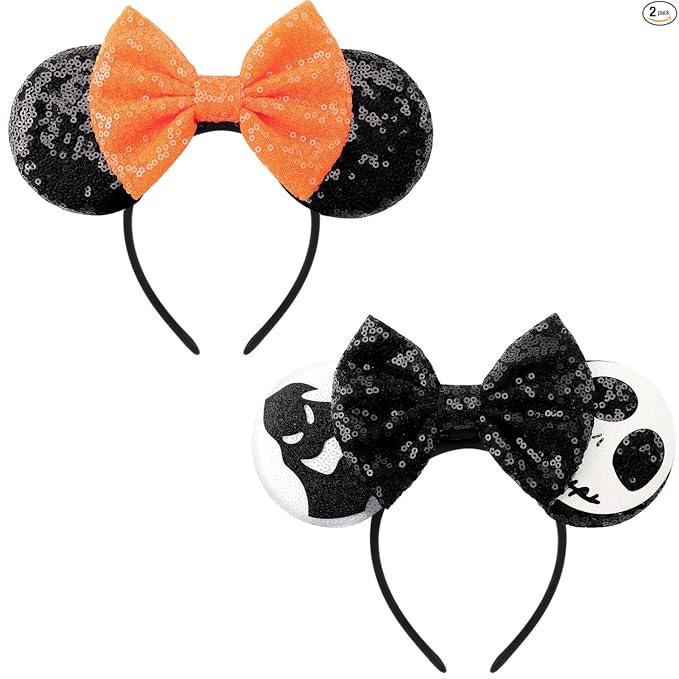 DRESHOW - Diademas con orejas de ratón para mujeres, cintas de pelo de perlas, lazos para la cabeza, cintas de terciopelo, disfraz de cosplay de Navidad, disfraz de princesa, decoración para fiestas