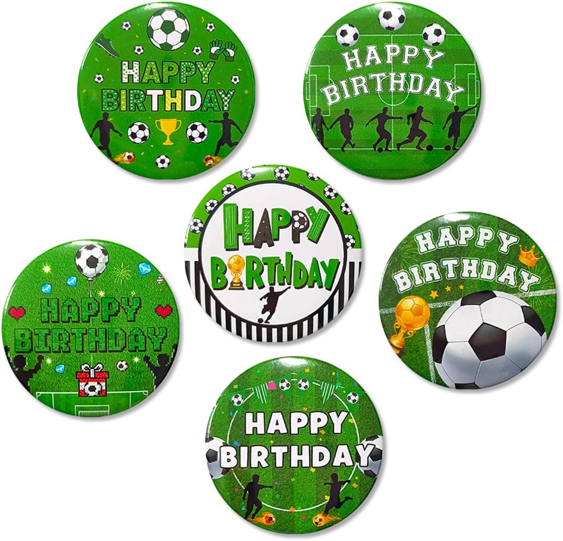 6 pines de insignias de cumpleaños, suministros de fiesta divertidos, alfileres esmaltados de metal de estaño, diseños de invitados, recuerdos