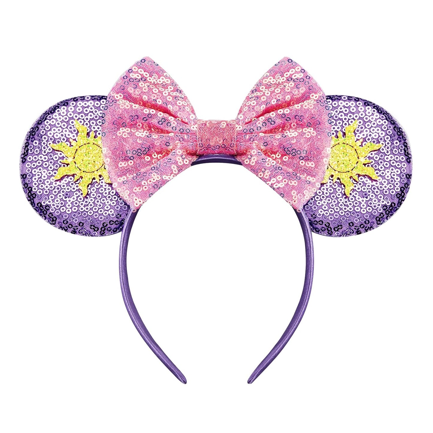 LYLIN Diadema con orejas de ratón, orejas de ratón azules con lazos de castillo para mujeres y niñas, accesorios para el cabello, orejas de parque, viajes, fiesta, cosplay, accesorios