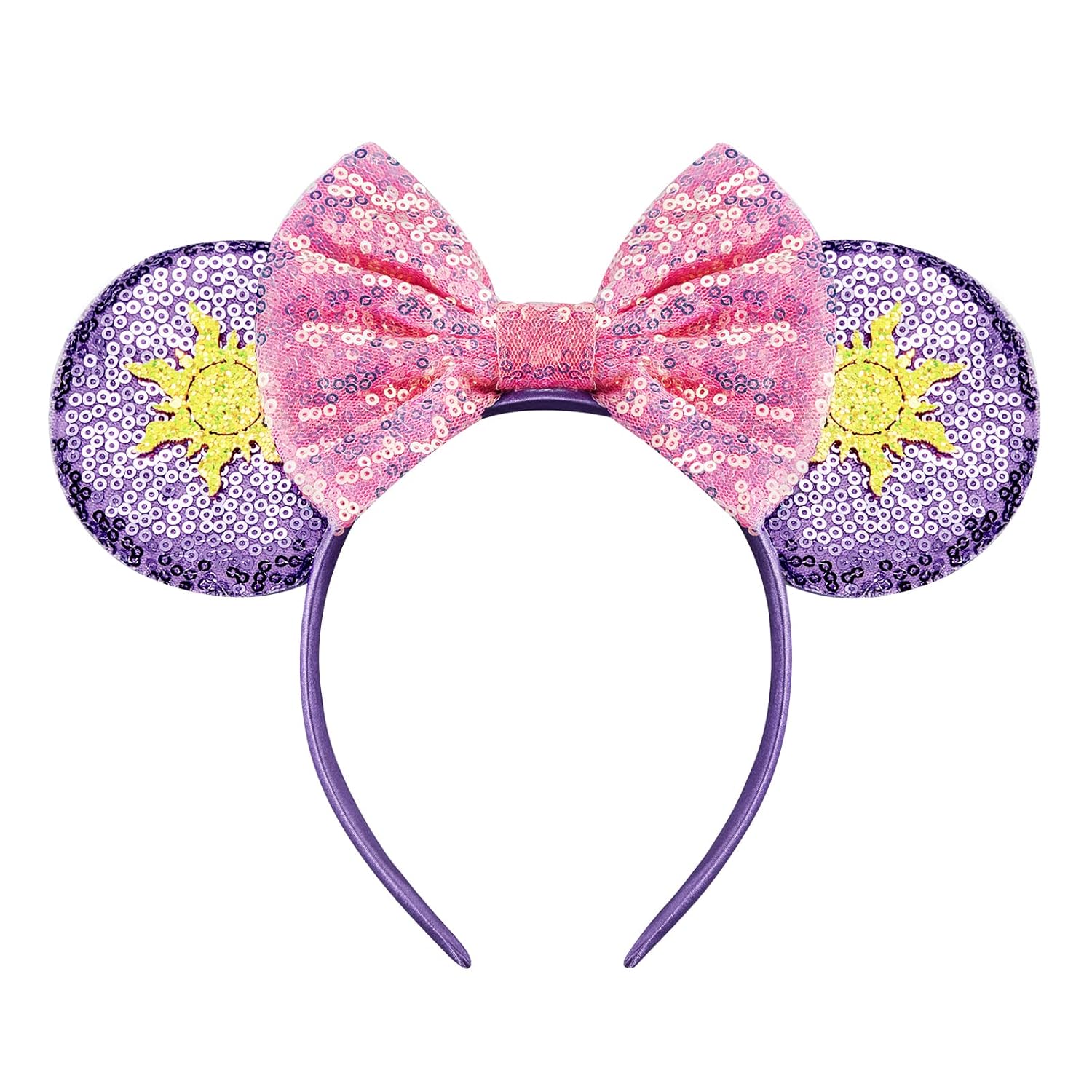 LYLIN Diadema con orejas de ratón, orejas de ratón azules con lazos de castillo para mujeres y niñas, accesorios para el cabello, orejas de parque, viajes, fiesta, cosplay, accesorios