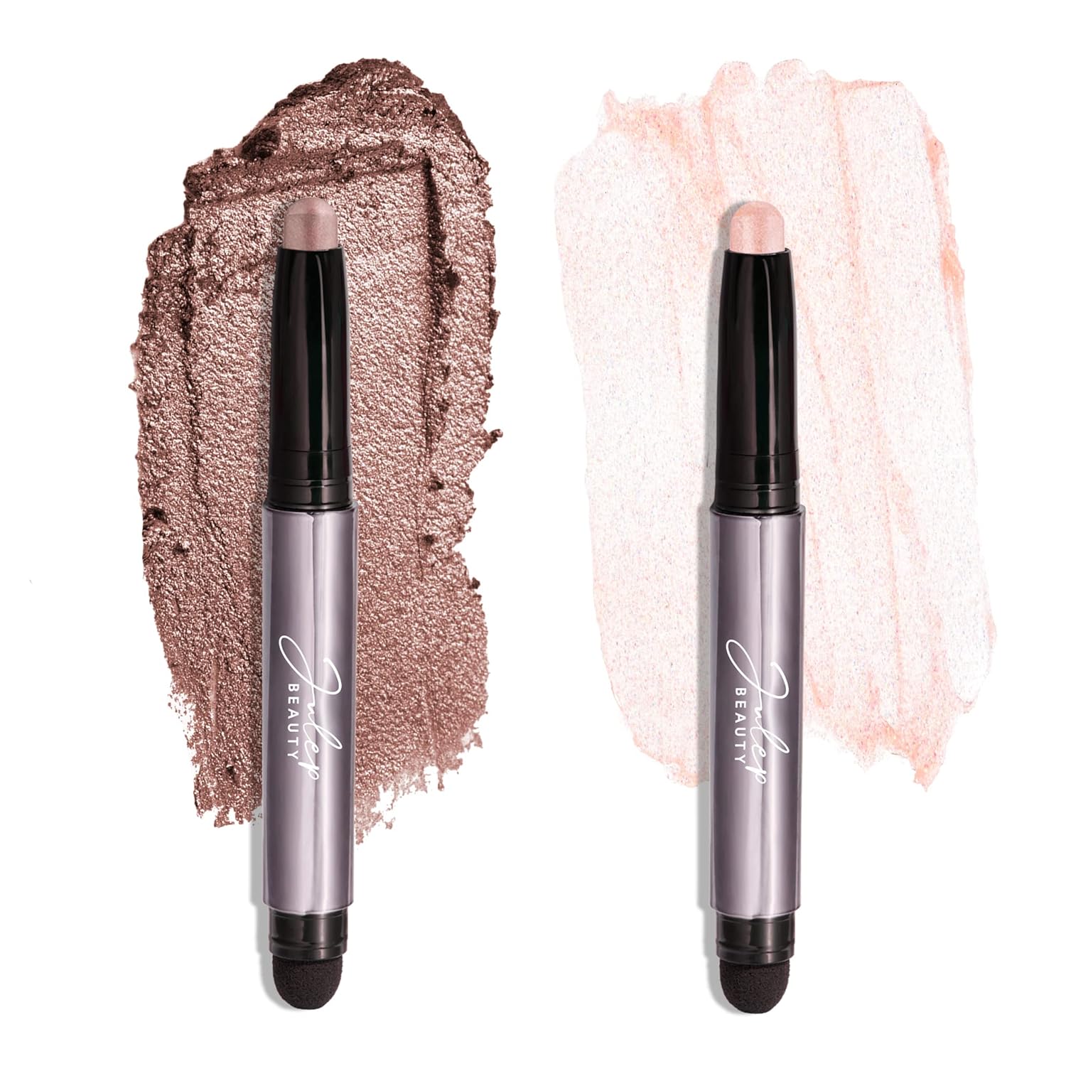 Julep - Sombra de ojos 101 de crema a polvo, impermeable, en barra de punta doble – De larga duración, a prueba de arrugas, fácil de aplicar con difuminante incorporado - Perla y Rosa brillante