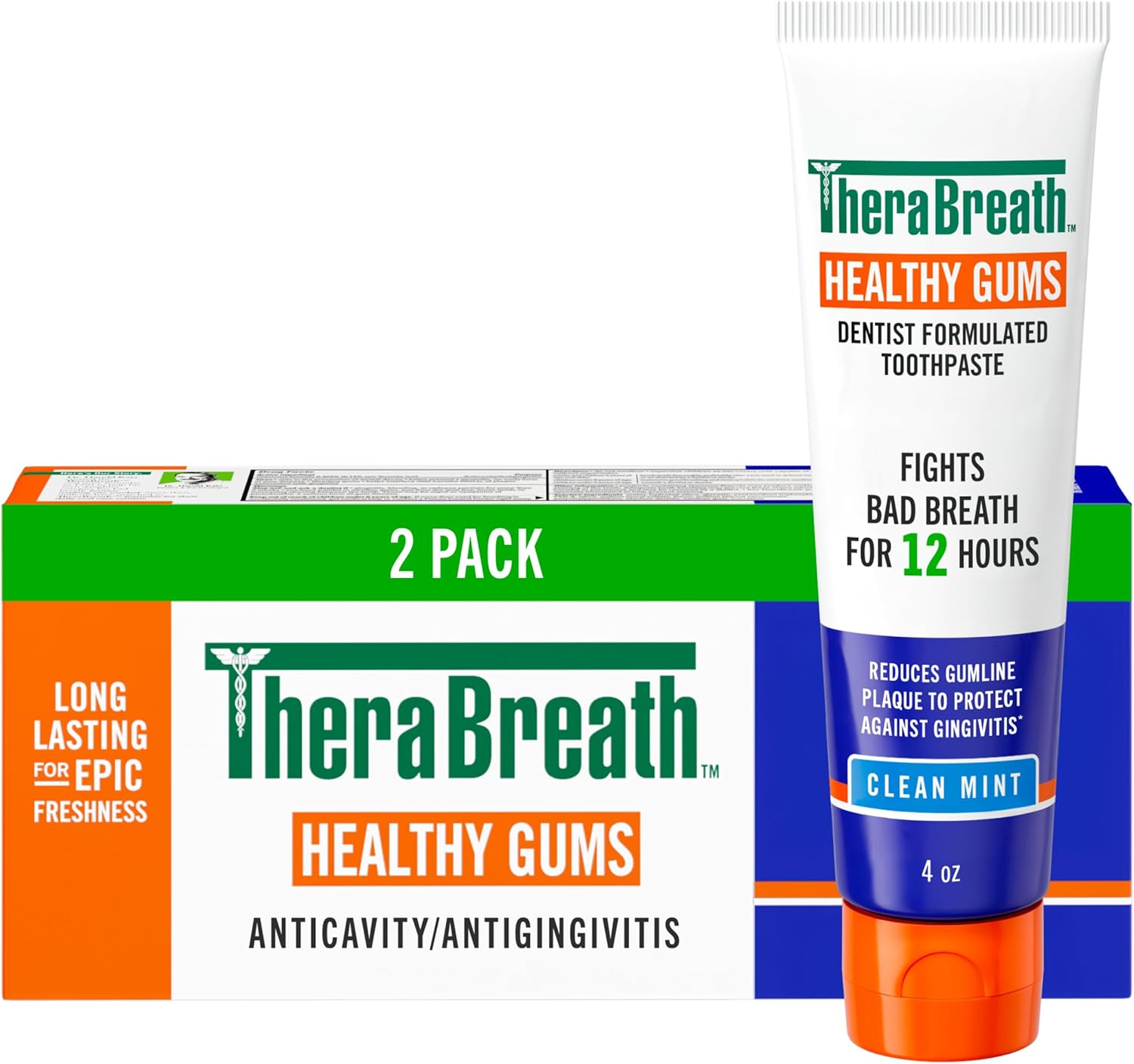 TheraBreath , Encías saludables, periodontistas de 24 horas, formulada enjuague oral de CPC, menta limpia, 16 fl oz (paquete de 2)