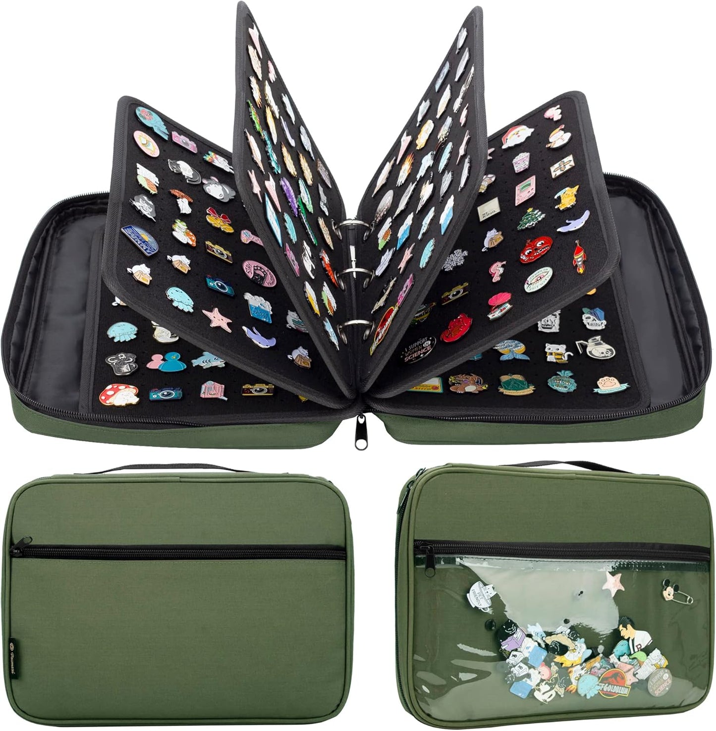 Estuche de Transporte para Pines con Paginas de Exhibición de Esmalte, Estuche Organizador de Almacenamiento para Colección de Pines, Bolsa de Exhibición de Broches para Viajes (Los Pines No Están
