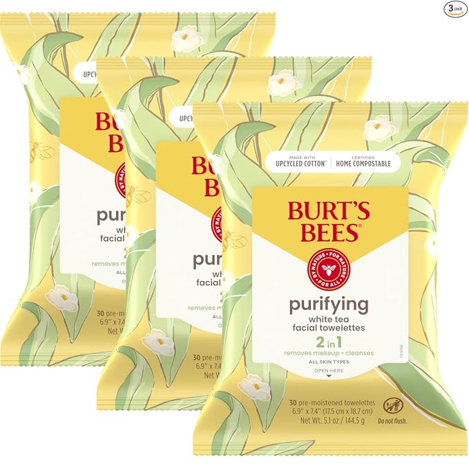 Burt's Bees Rellenos para calcetines, Toallitas faciales de pepino y menta, para todo tipo de piel, Toallitas refrescantes para remover maquillaje y limpieza facial, Regalos de cuidado de la piel para