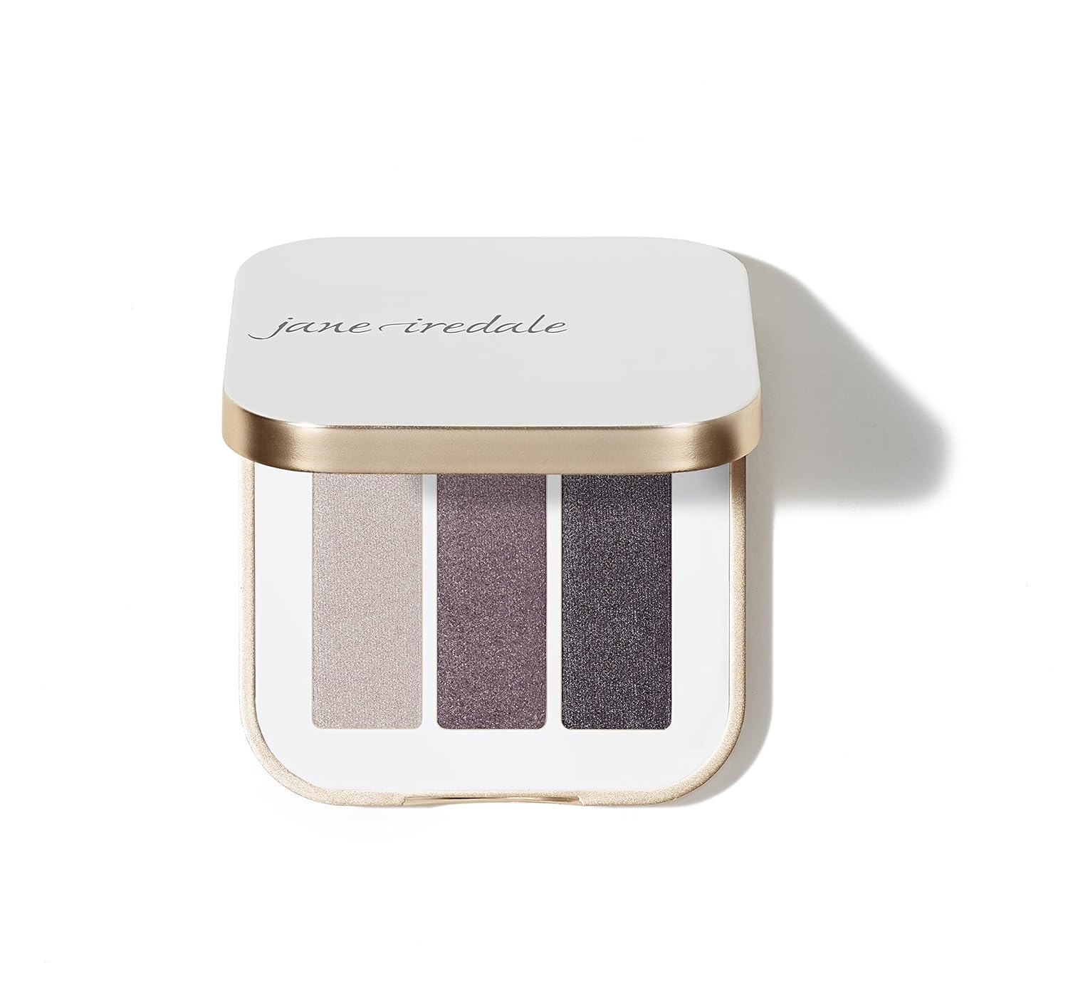 Sombra de ojos PurePressed triple de jane iredale, color mineral altamente pigmentado, fórmula de larga duración y resistente a arrugas, segura para ojos sensibles