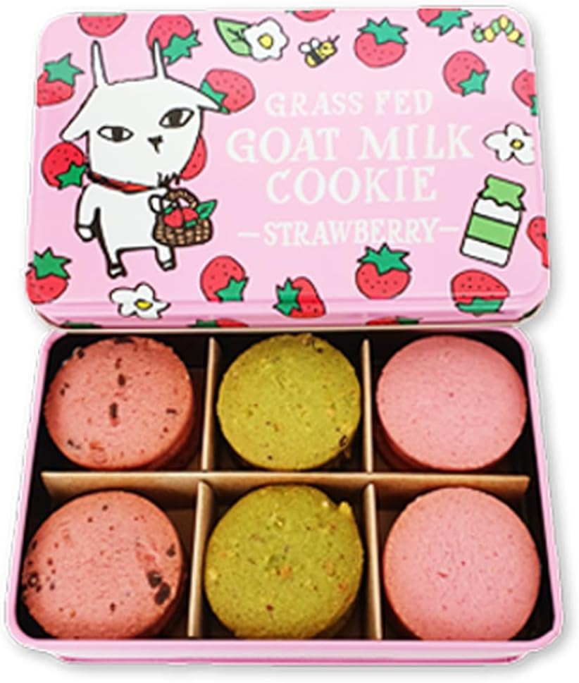 Shiawase Dairy, Miyako City, Iwate Prefecture (Goat Milk Cookie, Pink Can x 1), Strawberry, 3 Flavors