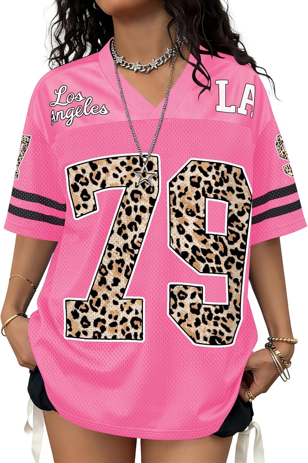 Camisetas de jersey para mujer, camisetas gráficas de gran tamaño, camisetas Y2K, cuello en V, lindas camisetas de calle, camiseta de fútbol