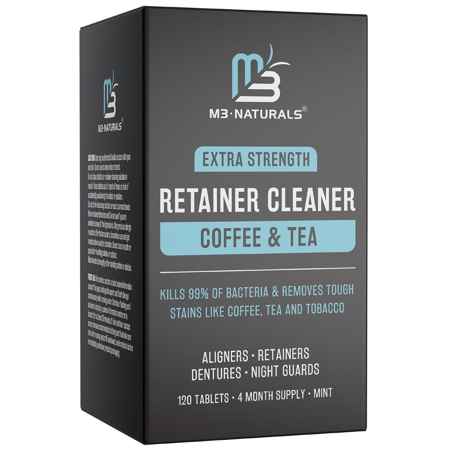 Retainer Cleanser Tablets Invisalign Cleaner, Removes Odors Discoloration Stains and Plaque 4 Month Supply Denture Cleansers Retainers Mouth Guards Denture Bath Mint by M3
