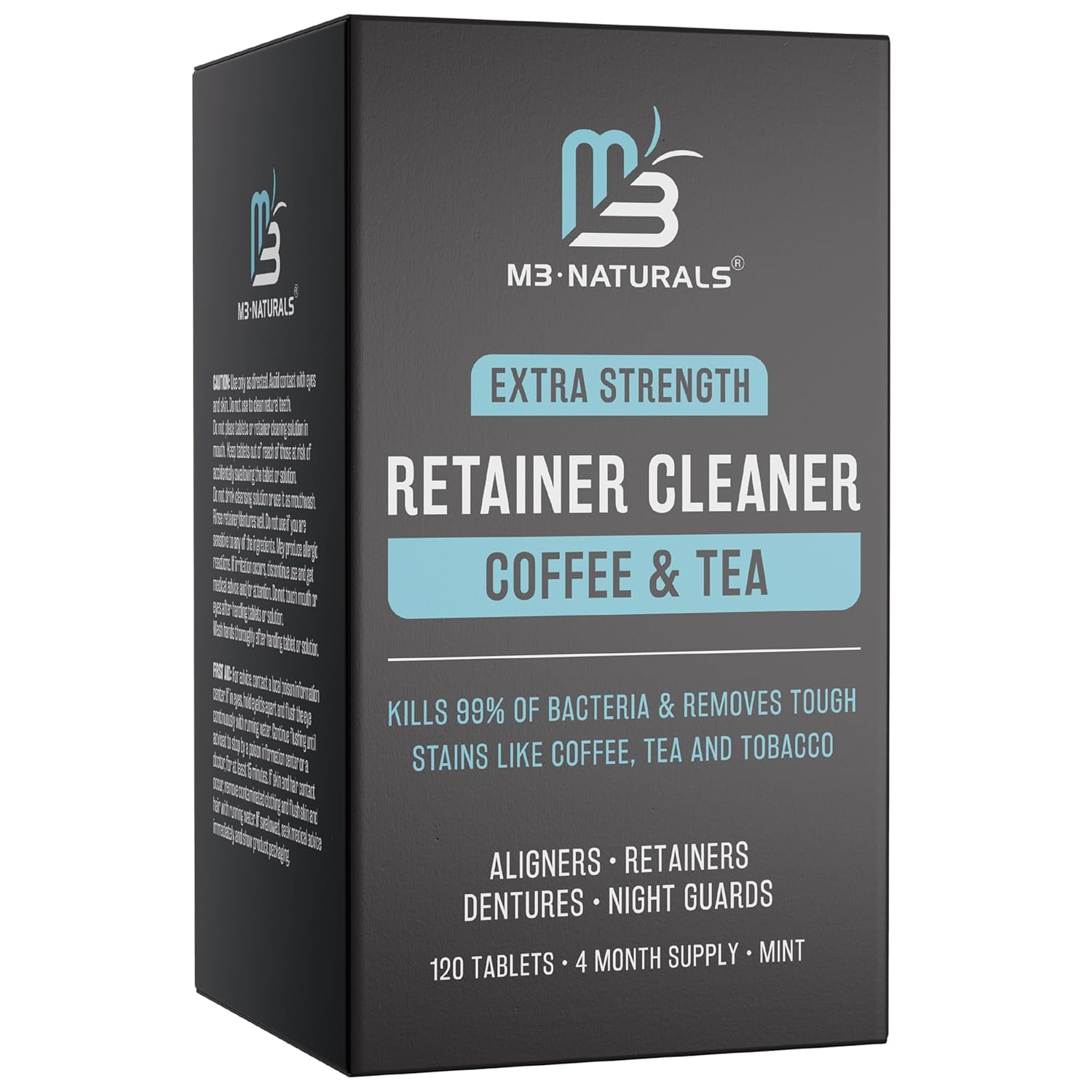 Retainer Cleanser Tablets Invisalign Cleaner, Removes Odors Discoloration Stains and Plaque 4 Month Supply Denture Cleansers Retainers Mouth Guards Denture Bath Mint by M3