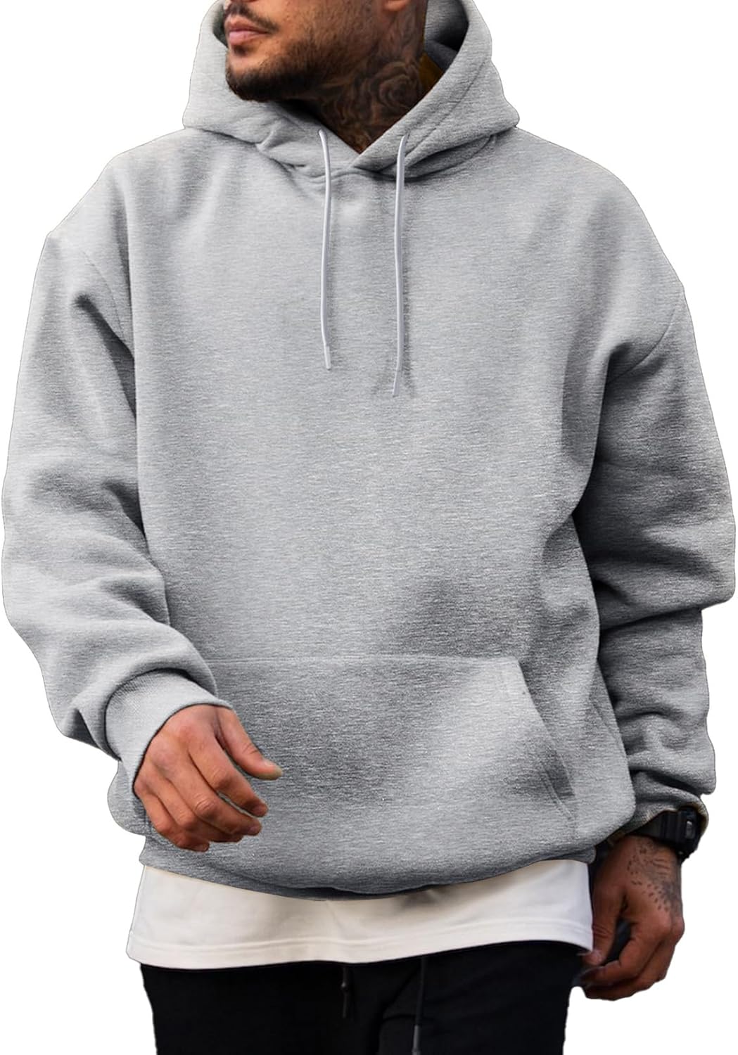 JMIERR - Sudaderas con capucha de manga larga para hombre, estilo casual, con cordón en el cuello, de algodón | Cómodo suéter con forro polar, capucha con cordón ajustable, bolsillo canguro, ajuste regular, lavable a máquina