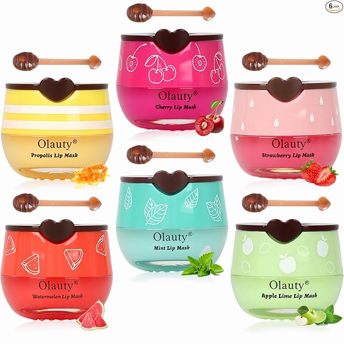 2 piezas de mascarilla labial de miel de abeja, mascarilla labial de miel y fresa, bálsamo labial de propóleo hidratante con palo - Exfoliante labial hidratante para prevenir la prevención de labios