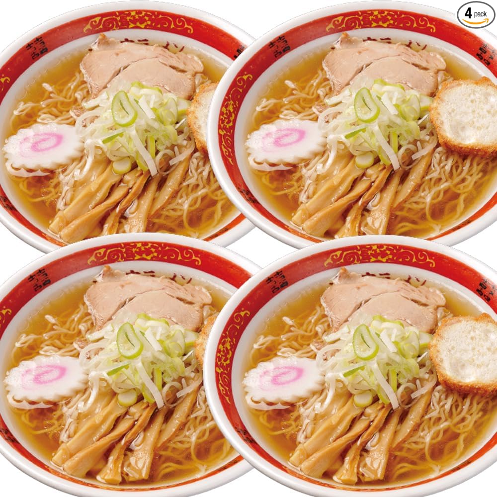 Rinsendou 【Akita Hinai Chicken Salt Ramen 4 servings】 Homemade Fresh Noodles & Soup, Light, Ambient Storage, 30 Days, Local Specialty, Gourmet, Easy Ramen, Try It | 透き通るスープ キレる塩味 あっさり塩ラーメン 比内地鶏だし 地鶏スープ 秋田名物ラーメン 老舗 時短 簡単調理