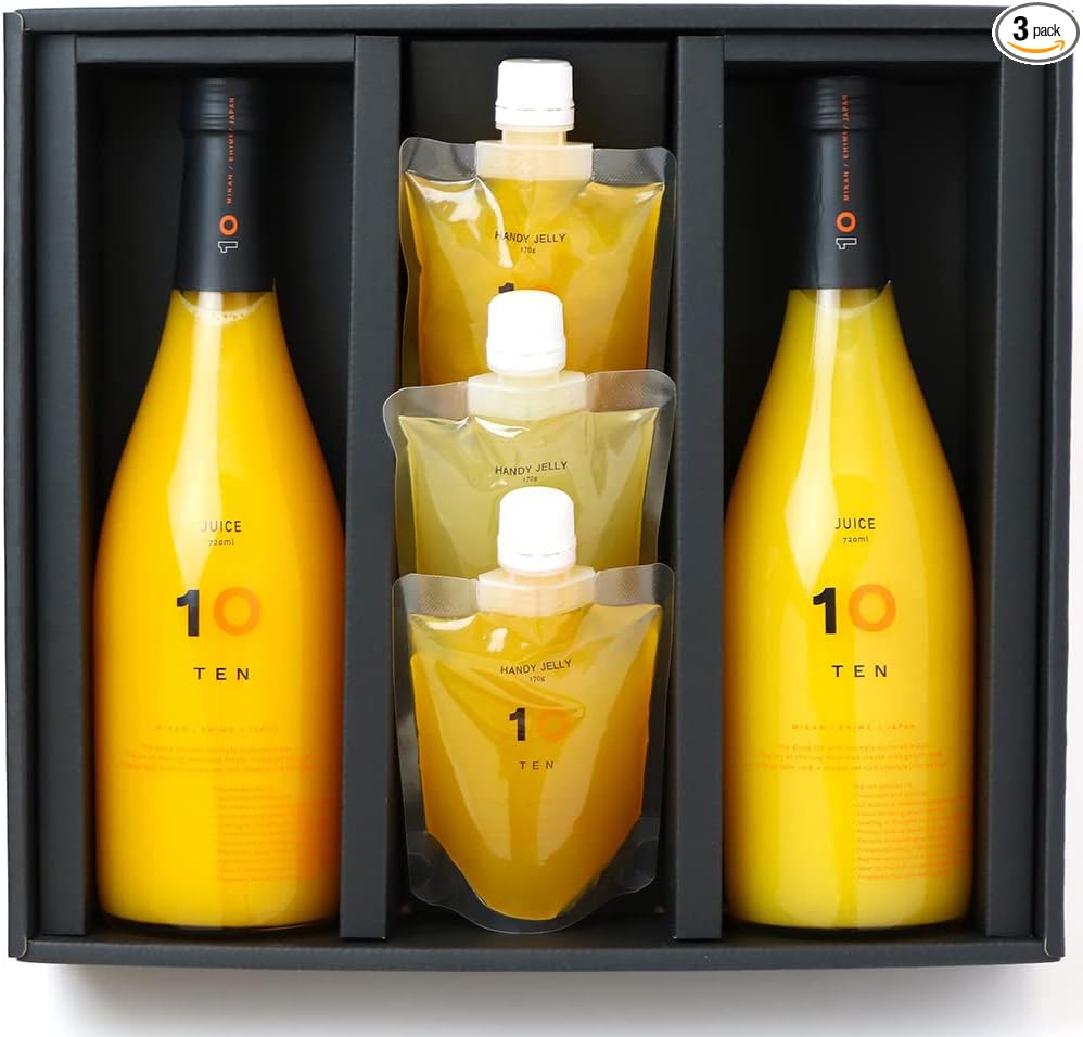 TP561GI 10FACTORY Gift Ehime Mandarin Juice, Ehime Mikan, 100% Juice, 10 Bottles (6.8 fl oz (200 ml), Set of 10 Types, Boxed, Wrapped, Compatible with Iron Paper, Tote Bag Included, High Quality, No Additives, Made in Japan, For Home Celebrations