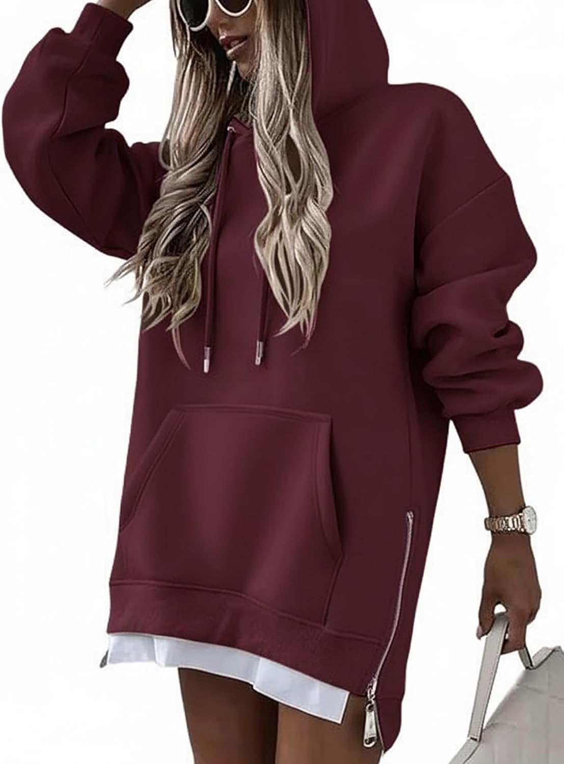 CHICME Vestido largo con capucha de gran tamaño para mujer, trajes de otoño 2025, sudadera de invierno