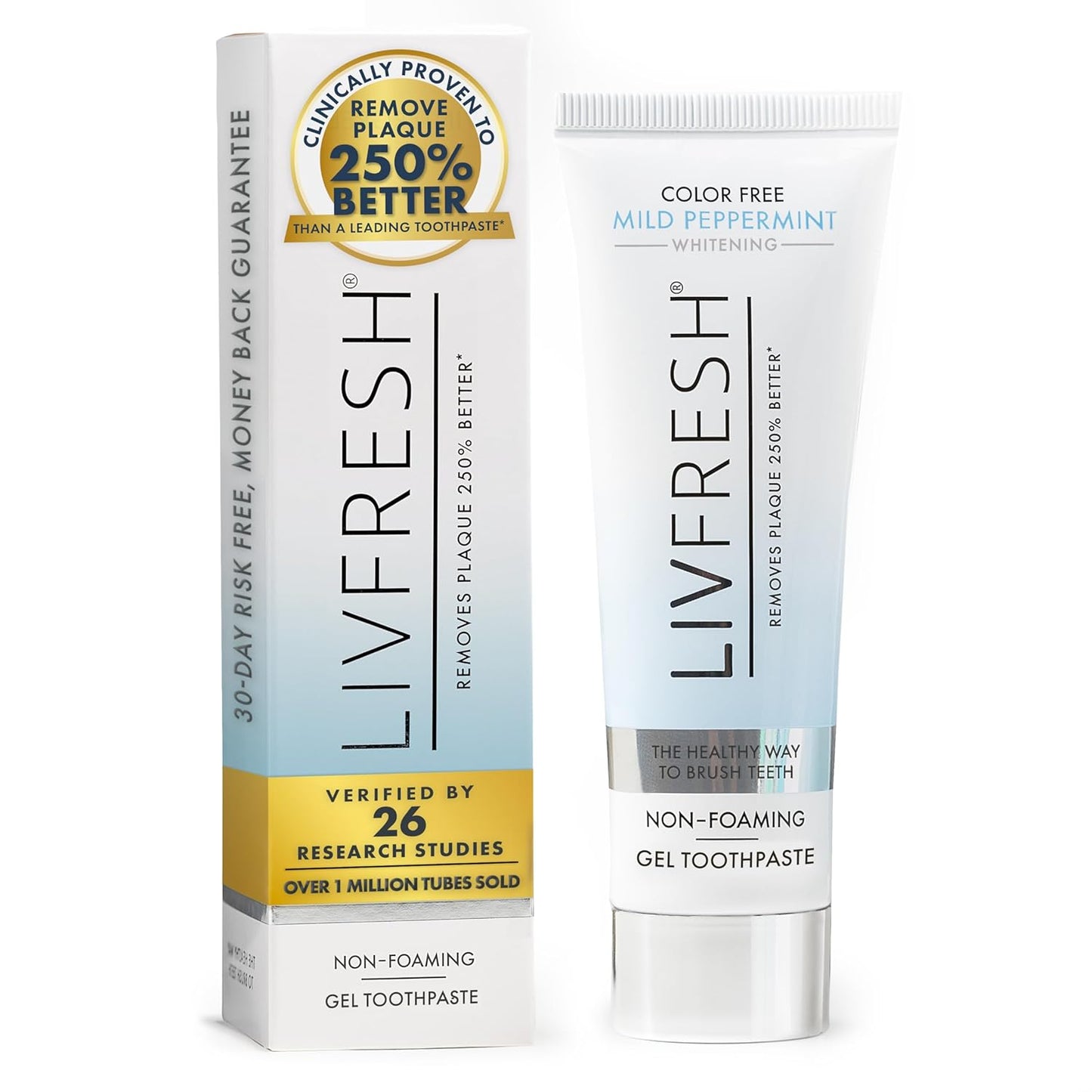 LivFresh Gel de pasta de dientes, clínicamente probado para eliminar la placa un 250% mejor, mejora la salud de las encías un 190% mejor, previene y reduce el sarro, refresca el aliento, gel dental