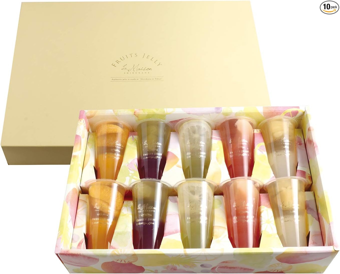La Maison White Gold 2-Layer Fruit Jelly, Set of 10, Candy Sweets, Summer Gift, Assorted, Packaged, Individually Packaged, Room Temperature Storage, Gift