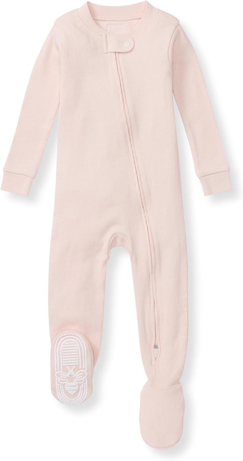 Burt's Bees Baby Pijama para niñas, 100% algodón orgánico, pijama de una pieza, overol con cremallera diagonal, ajuste cómodo