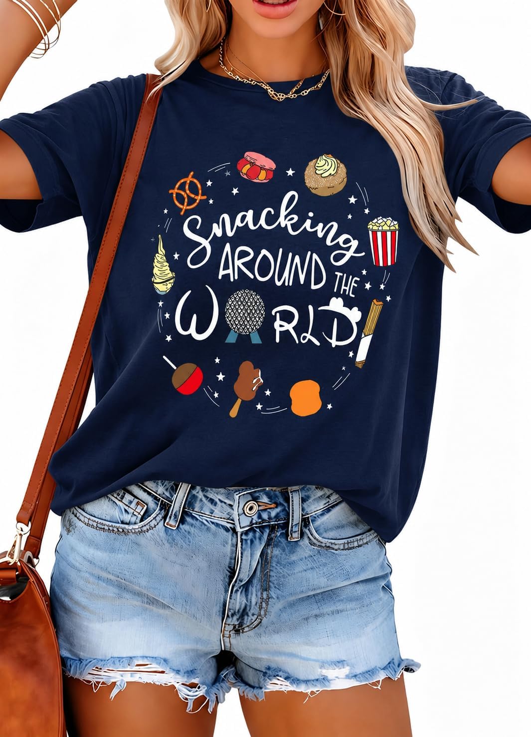 Camisa Mágica para Mujer: Estoy Aquí por los Snacks, Camiseta del Reino Mágico, Camiseta Graciosa de Viajes por el Mundo, Camiseta de Manga Corta, Top