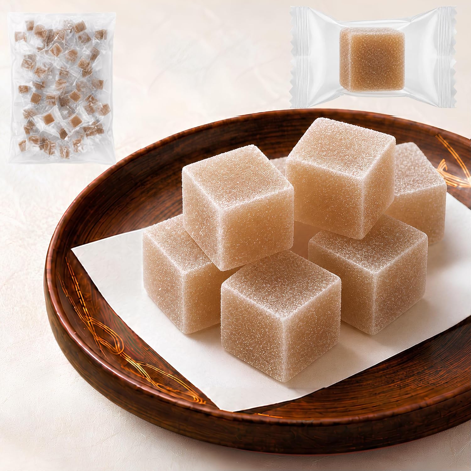 Alneka Black Honey Powdered Mochi, Wastebuchi, Warabi Mochi, Japanese Sweets, Brown Sugar, Individual Packaging, 17.6 oz (500 g), Approx. 50 Pieces, Made in Okinawa Brown Sugar