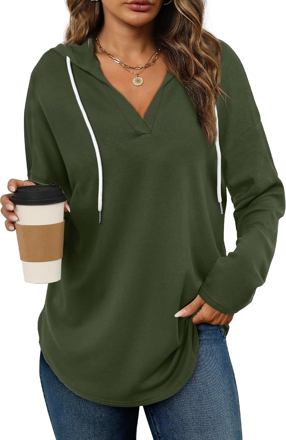 Bofell - Sudaderas con capucha para mujer, sudaderas de moda para mujer, sudaderas con capucha de gran tamaño, sudaderas de manga larga de ajuste holgado