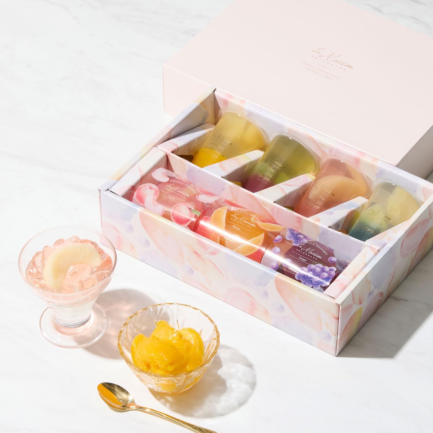 La Maison Platinum 2-Layer Fruit Jelly & Frozen Sherbet, Set of 7, Confectionery, Summer Gift, Assorted, Packaged, Individually Packaged, Store at Room Temperature, Gift