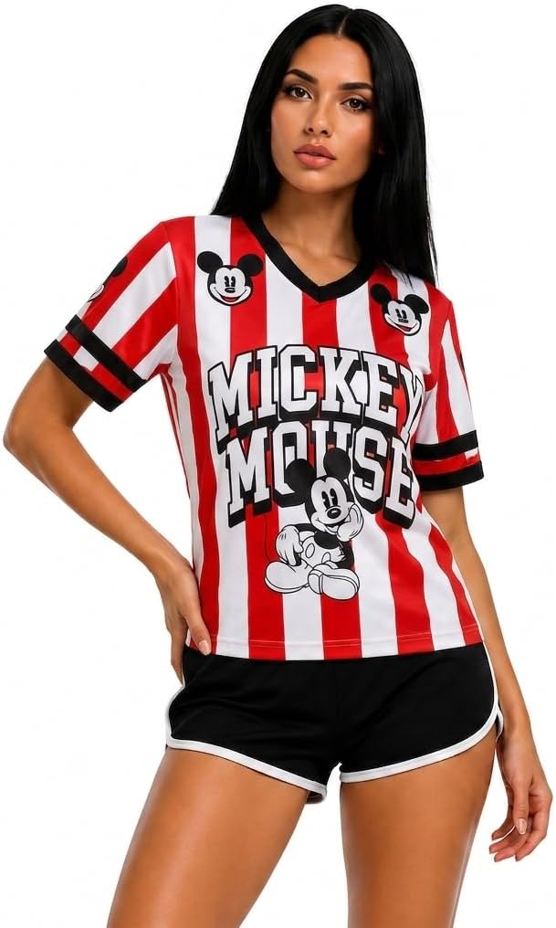 Mad Engine Womens Soccer Jersey - Cute V Neck Graphic Soccer Shirt Women | Officially Licensed Mickey Mouse Minnie Mouse Star Wars Lola Bunny & NASCAR Jersey Shirts for Women (XS-XXL)
