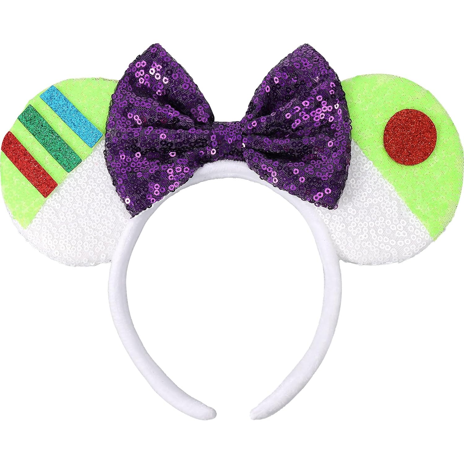 UNSPAZ Diadema de orejas de ratón, orejas de ratón para mujeres y niñas con perla, orejas de parque para viajes, decoraciones de cumpleaños, accesorios para el cabello (azul bebé)
