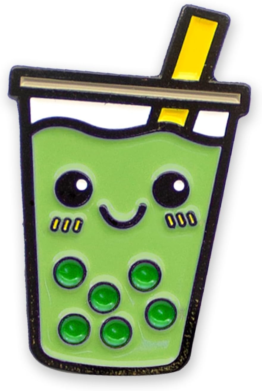Enamel Pin Set for Backpack, Bag, Lapel, Kawaii Drink Button Collector - Boba Tea