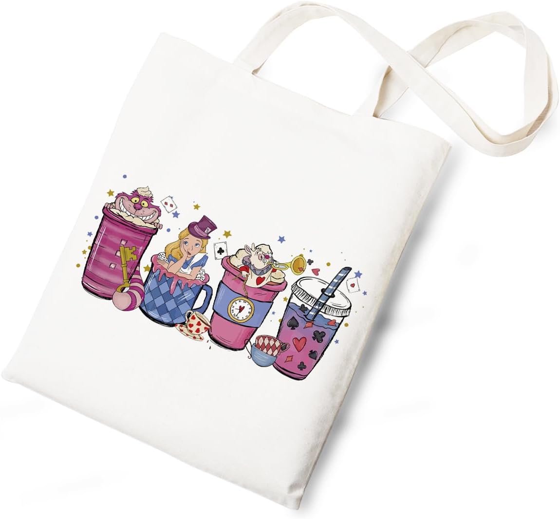Silhouette of Alice Tote Bag Cotton Reusable Tote Shoulder Bag Fans Canvas Tote Bag For Gifts For Friends Fans