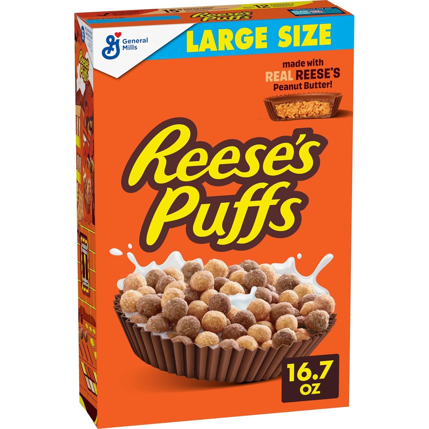 Reese's Puffs, Cereal de mantequilla de maní con chocolate, caja de 11.5 onzas (paquete de 2)