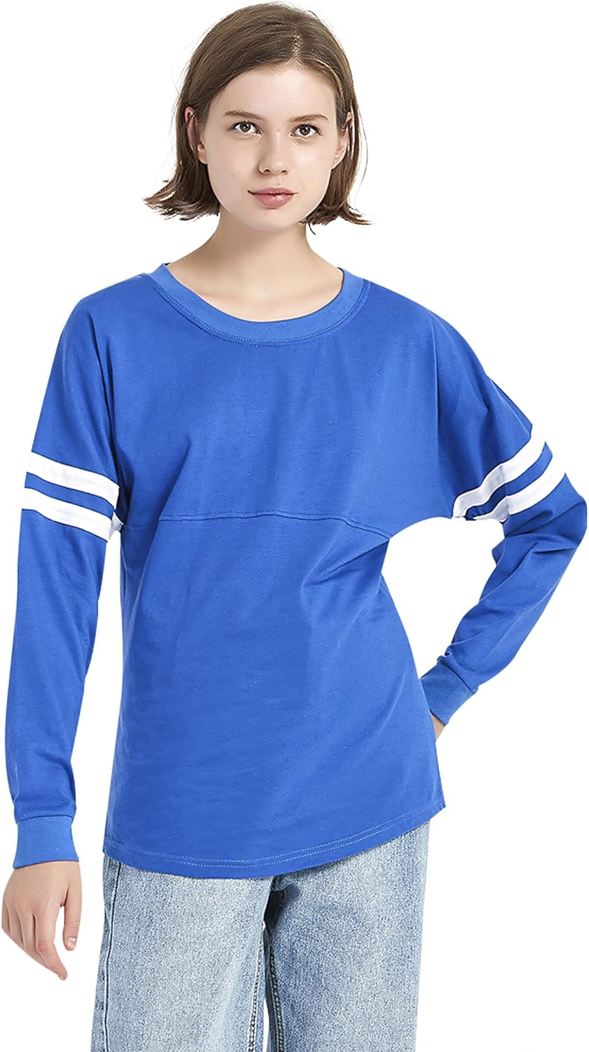 TopTie Camiseta de manga larga con pompones y cuello redondo para mujer, color blanco