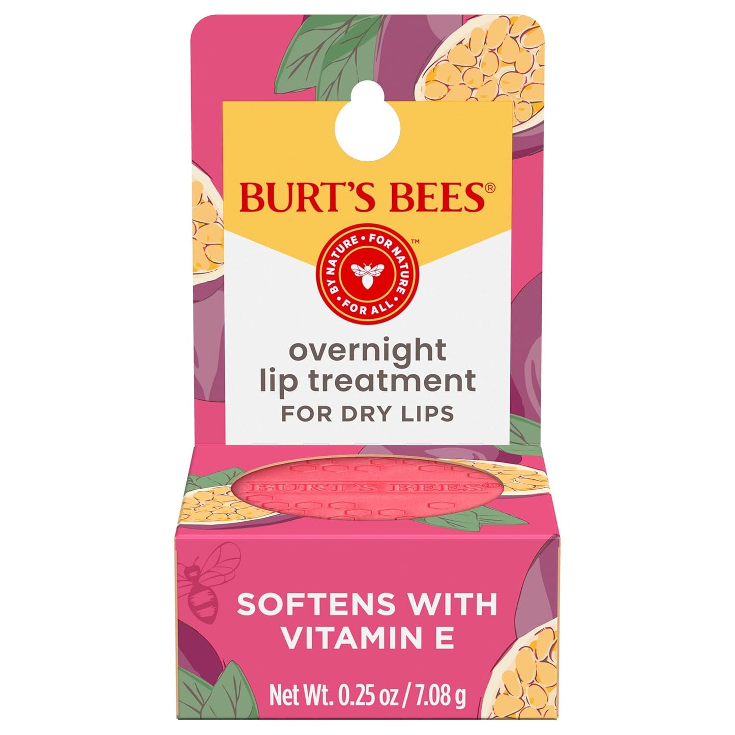 Burt's Bees Tratamiento intensivo de labios original durante la noche, hidratante, restaurador, reduce las líneas finas, vitamina E, aceites de ceramidas, cuidado de labios de origen natural, 0.25
