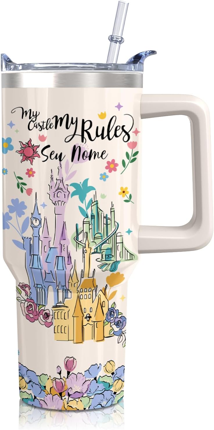 Vaso de acero inoxidable de 30 onzas con asa, tapa y pajita, taza aislada con lazo de estrella para regalos y viajes de mujer
