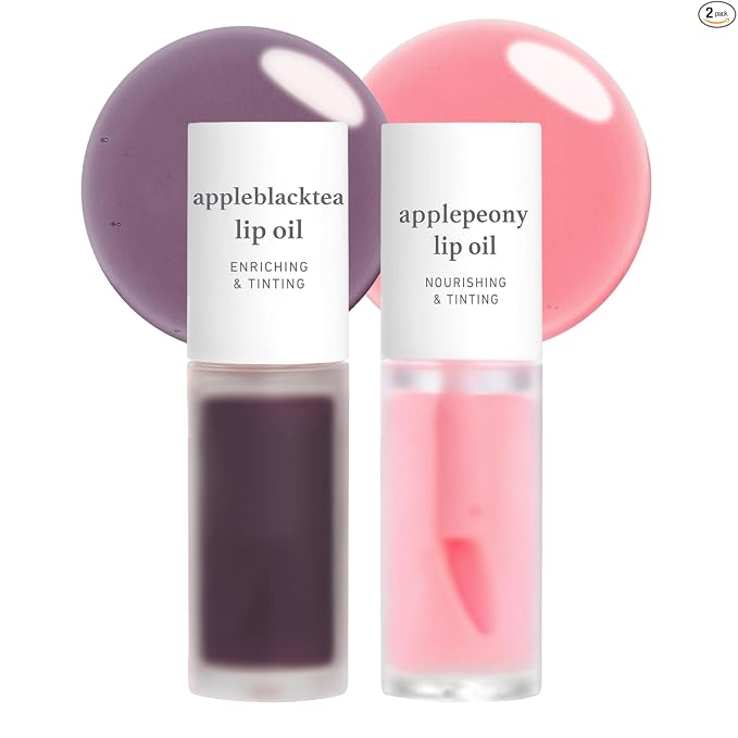 NOONI - Aceite coreano para labios, de larga duración, hidratante, revitalizante para labios secos, impermeable, relleno de calcetines para niñas adolescentes, 0.12 fl.oz, Appleplum