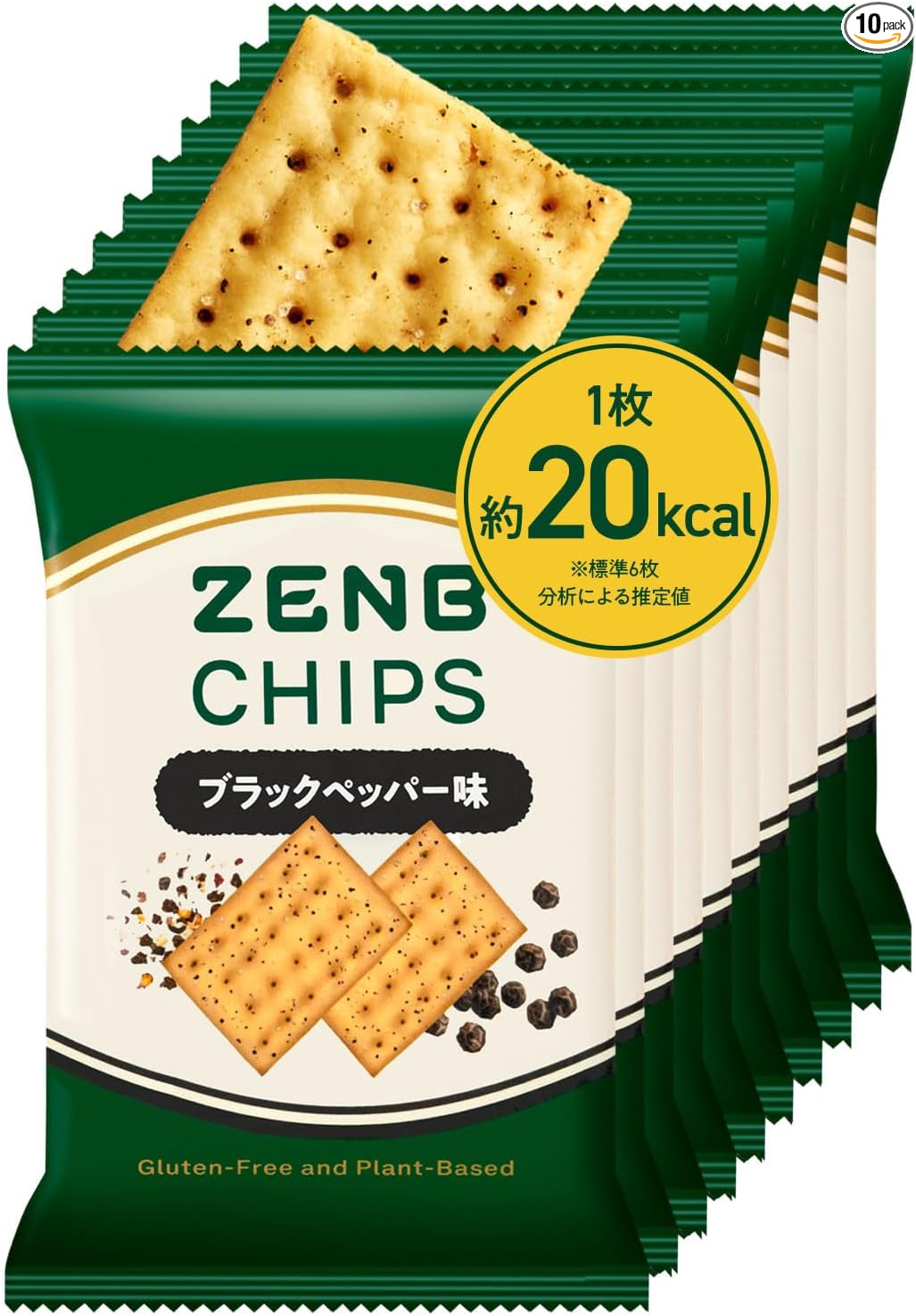 【 Healthy Snack 】 ZENB Zenbu Chips 10 Bags (Standard 60 Pieces) Crackers Bean Chips [ Low Sugar, Dietary Fiber, Gluten-Free, Sugar-Free, Sugar Control, Intestinal Health, Dietary Fiber Supplement
