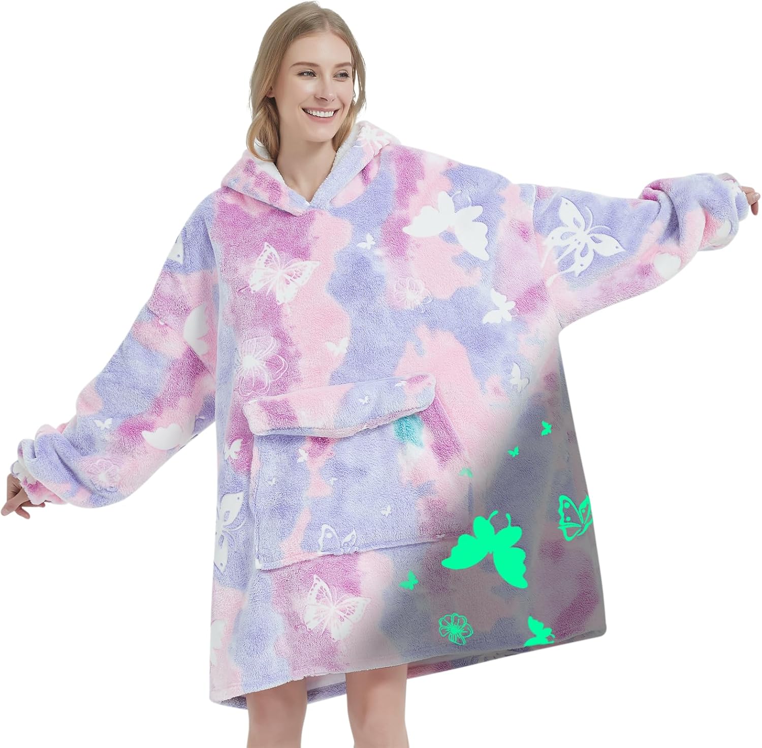 Mewkou - Manta con capucha portátil para adultos, manta con capucha de forro polar sherpa de gran tamaño para mujeres y hombres, Dachshund