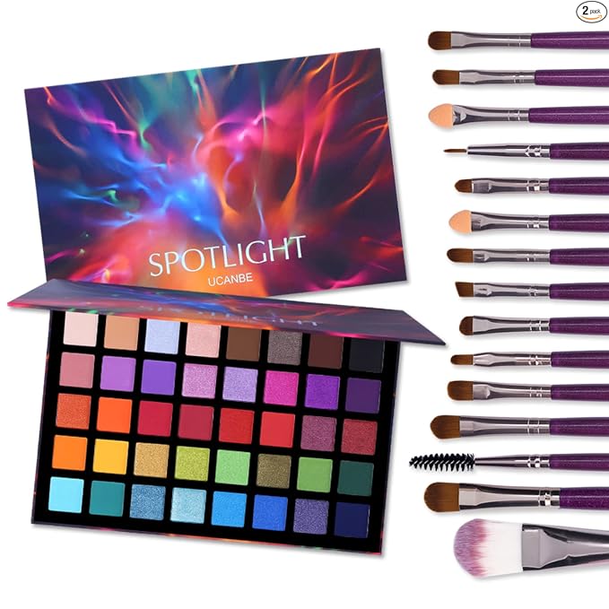 UCANBE Spotlight Eyeshadow Palette Professional 40 Color Eye Shadow Matte Shimmer Makeup Pallet Highly Pigmented Colorful Powder Long Lasting Waterproof Eye Shadow