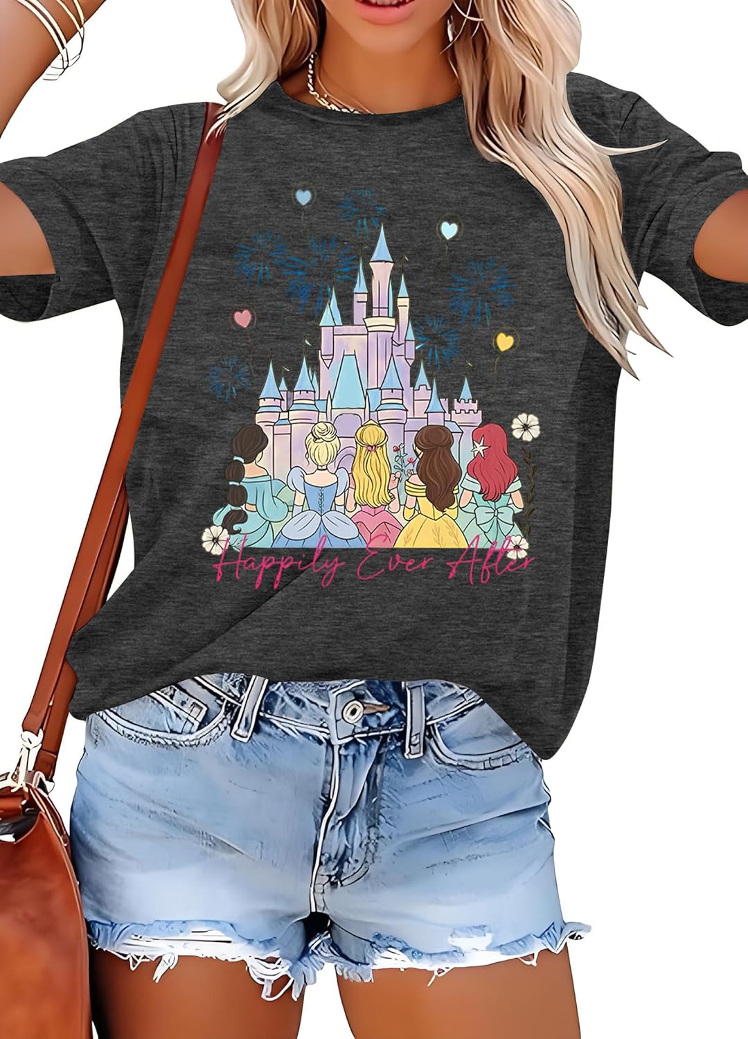 Camisas del Reino Mágico para Mujer, Top de Lentejuelas, Camiseta Gráfica de Castillo Colorido, Camiseta Divertida y Linda para Vacaciones Festivas