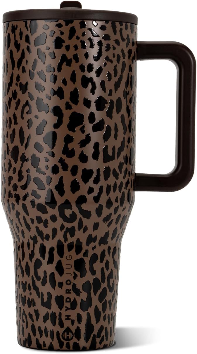 HydroJug Traveler - Botella de agua 32 oz con asa y pajilla abatible, apto para soporte para vasos, resistente a fugas, reutilizable, aislado, acero inoxidable y base de goma, unisex, rosado arena