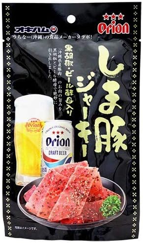 Orion Shimabuta Jerky, Black Pepper with Beer Yeast, 25g x 5 Packs, Okiham