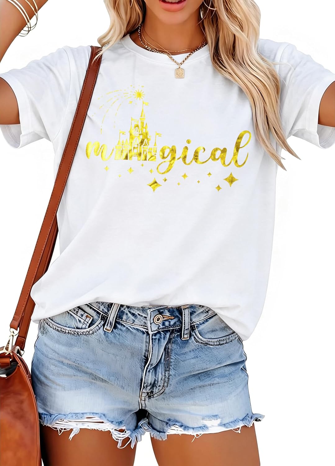FRYAID Fantastical - Camisa de manga corta para mujer, diseño de teñido anudado Wonder World, diseño de teñido anudado