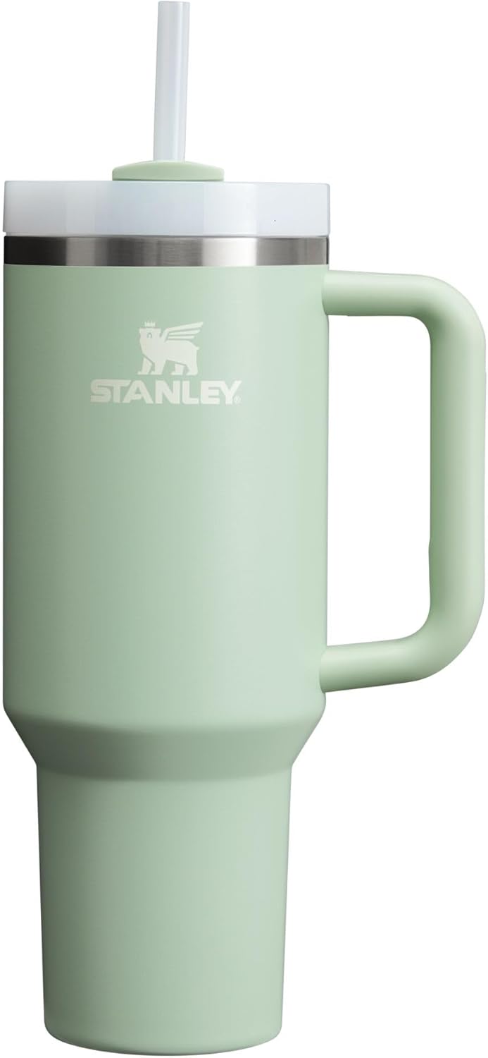 Stanley Quencher H2.0 - Vaso de acero inox. con asa, pajilla y tapa FlowState giratoria de 3 posiciones; aislamiento térmico/sin BPA; apto p/portavaso p/viaje; 30 oz, coral dorado (Goldenrod Coral)