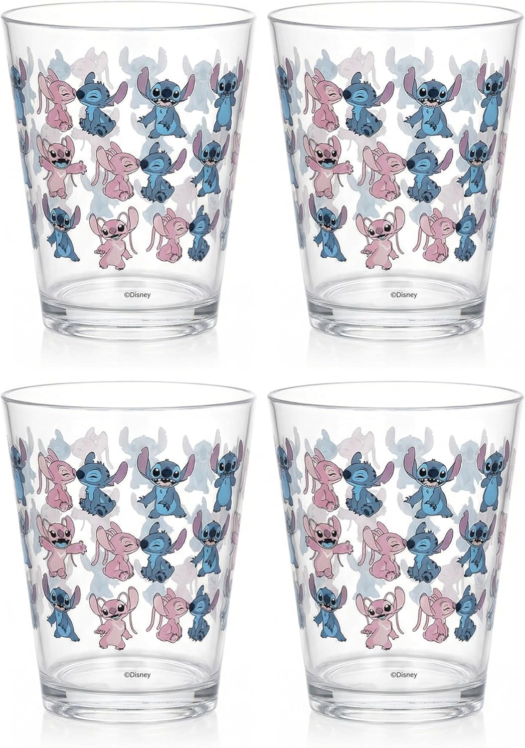 Vasos de plástico reutilizables de Disney – Paquete de 4 vasos de plástico para beber de 16 oz con diseños de Mickey, Stitch, Pooh o Disney100 – Sin BPA, apilables, seguros para lavavajillas en la