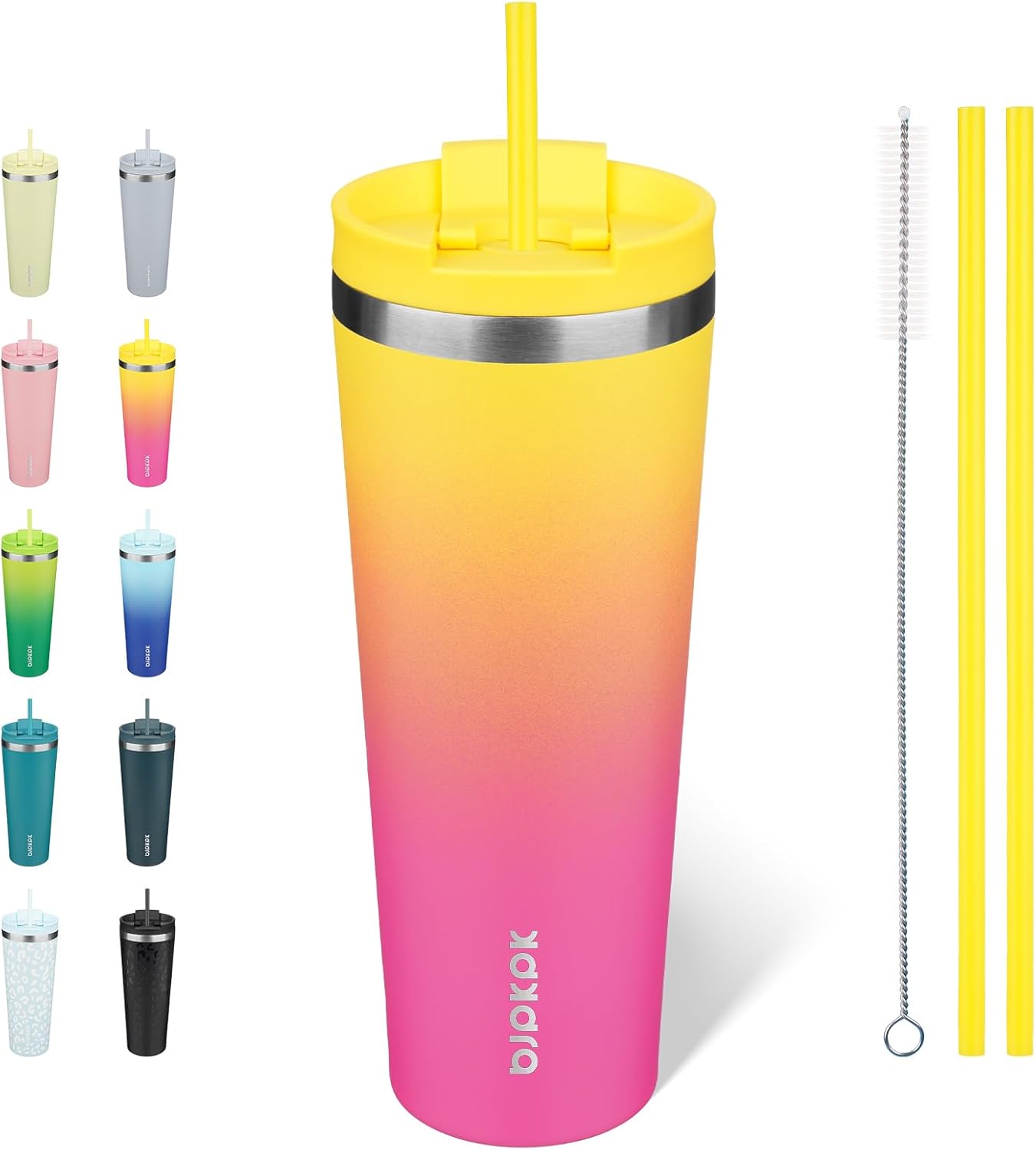 BJPKPK - Vaso de acero inoxidable con aislamiento, tapa y pajilla, taza de café para viaje, de 18 onzas, diseño de laguna