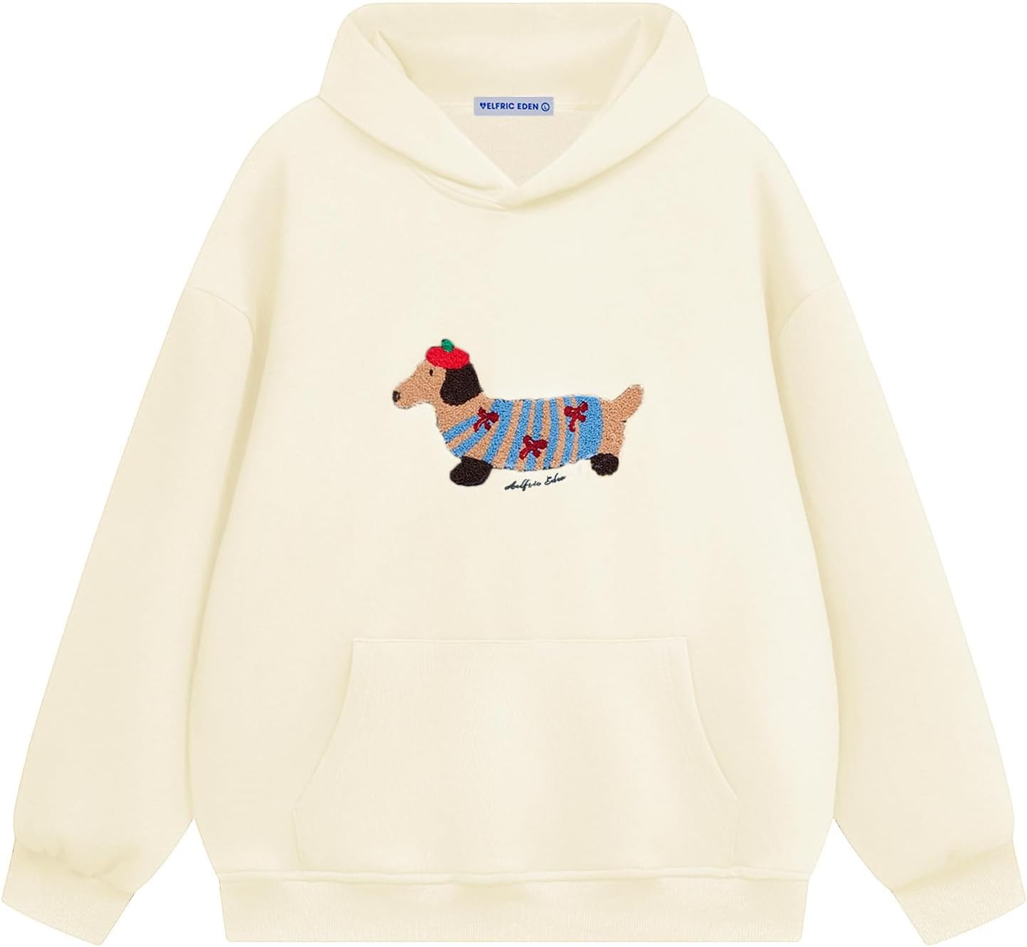 Aelfric Eden sudadera con capucha de perro de dibujos animados para parejas, sudadera con capucha de manga larga, sudaderas holgadas 2025