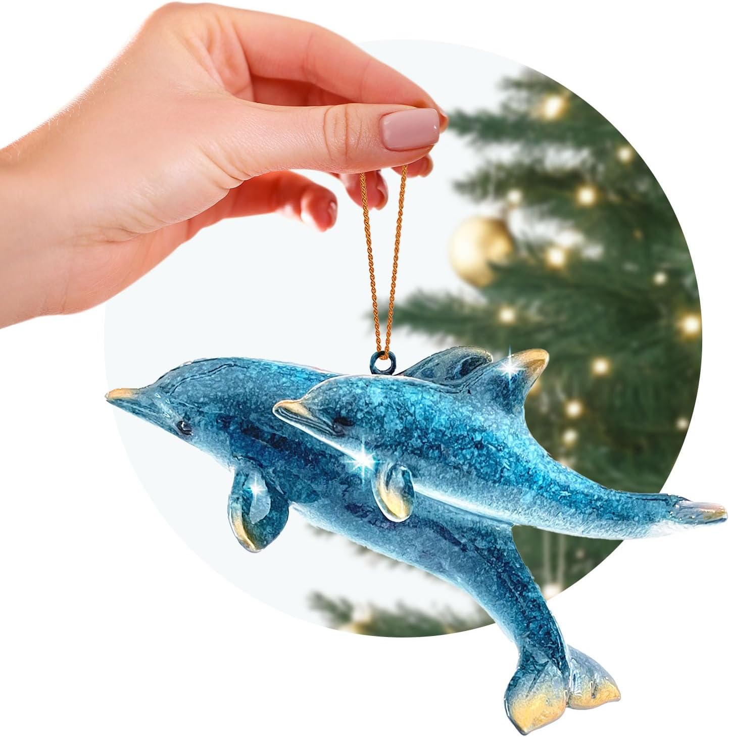 Adorno de tortuga marina azul, decoraciones navideñas pintadas a mano 2023, temática de playa, decoración del océano, adornos de árbol de Navidad, ideal para rellenar calcetines en embalaje de regalo rengöra